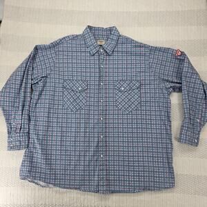 Ticomela FR Shirt Mens 4XL Long Blue Geometric Pearl Snap Long Sleeve Shirt